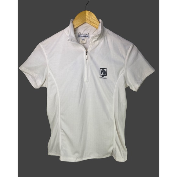 Romfh Tops - Romfh Equestrian Show Shirt Womens White CoolMax Short Sleeve Quarter Zip Size 2